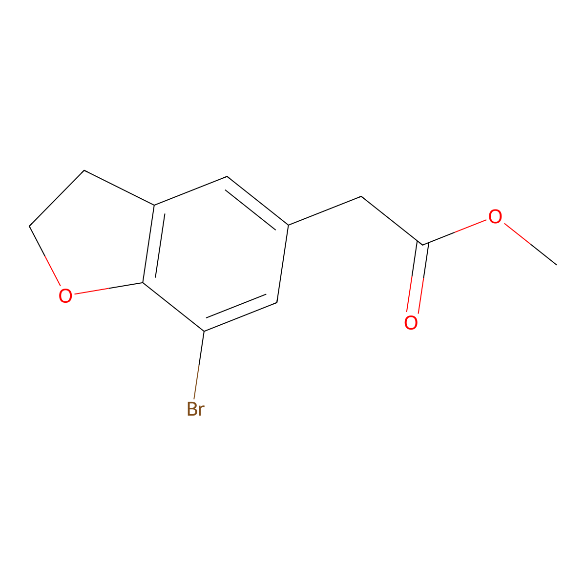 Methyl 2-(7-bromo-2,3-dihydro-1-benzofuran-5-yl)acetate molecular structure, CAS 2090708-24-8
