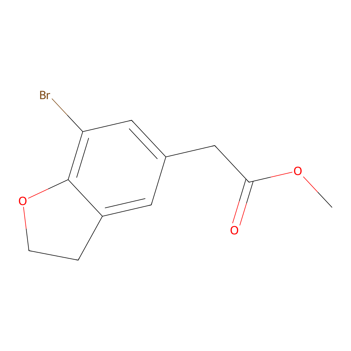 Methyl 2-(7-bromo-2,3-dihydro-1-benzofuran-5-yl)acetate molecular structure, CAS 2090708-24-8