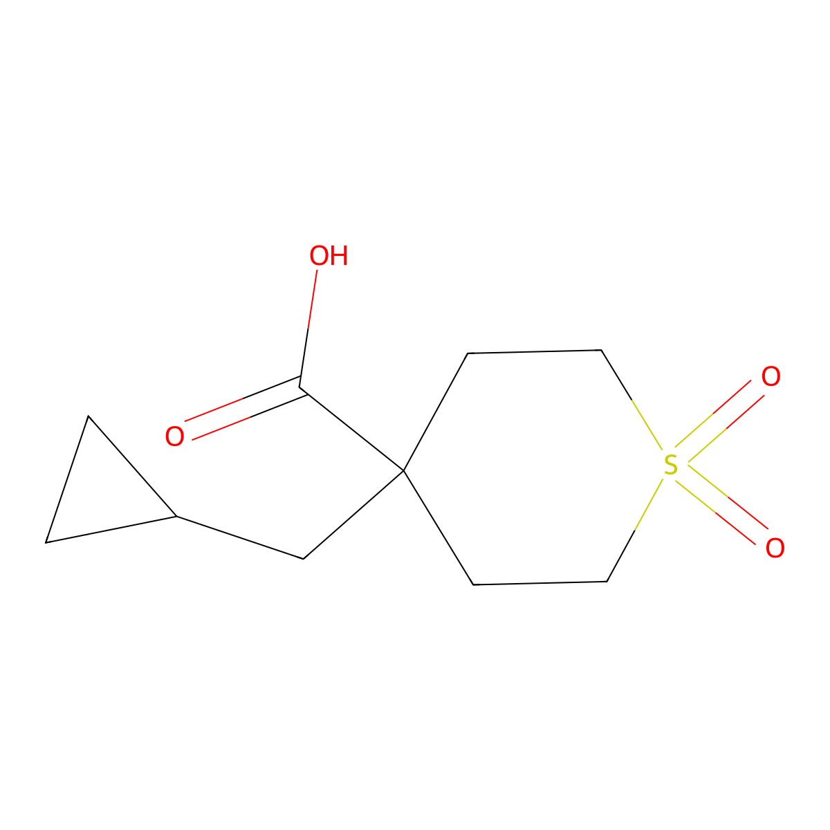 4-(Cyclopropylmethyl)-1,1-dioxo-1Lambda(6)-thiane-4-carboxylic acid molecular structure, CAS 2090713-34-9