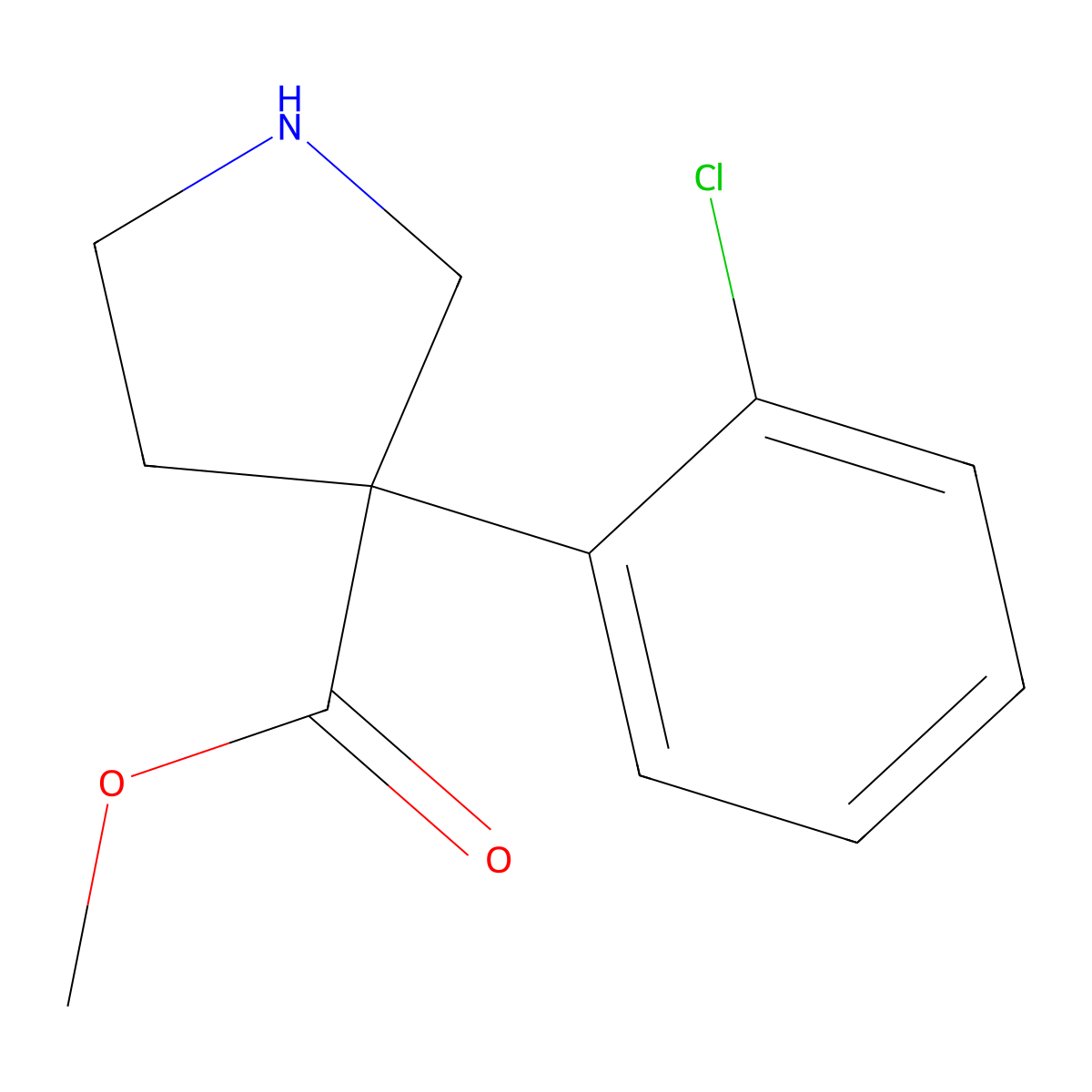 Methyl 3-(2-chlorophenyl)pyrrolidine-3-carboxylate molecular structure, CAS 2090721-80-3