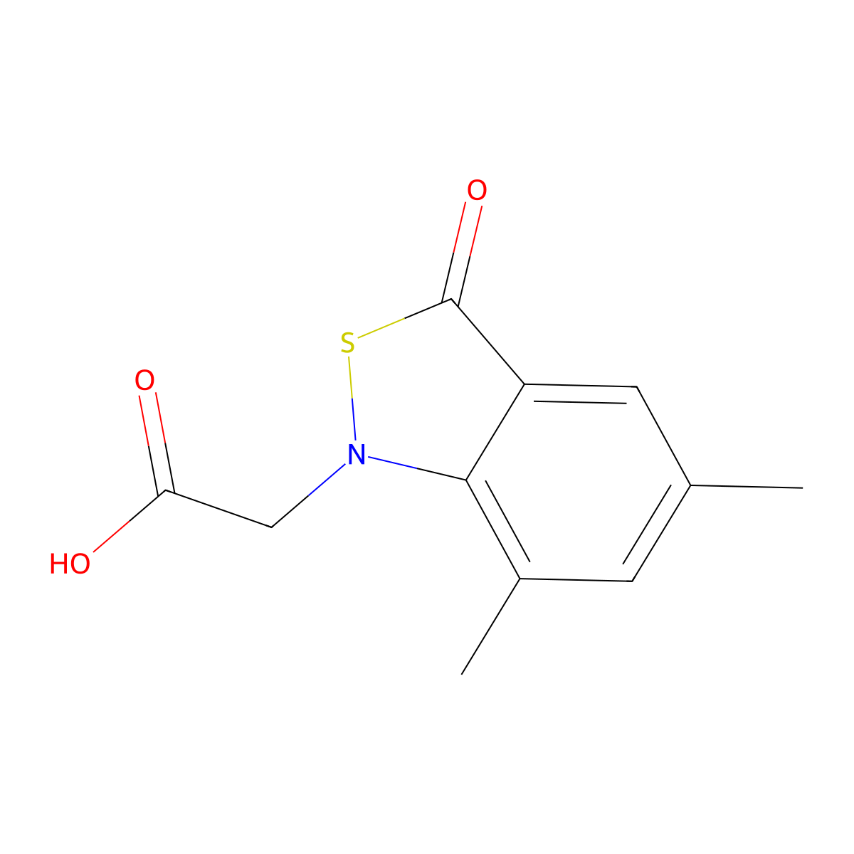 2-(5,7-Dimethyl-3-oxo-1,3-dihydro-2,1-benzothiazol-1-yl)acetic acid molecular structure, CAS 2090721-92-7