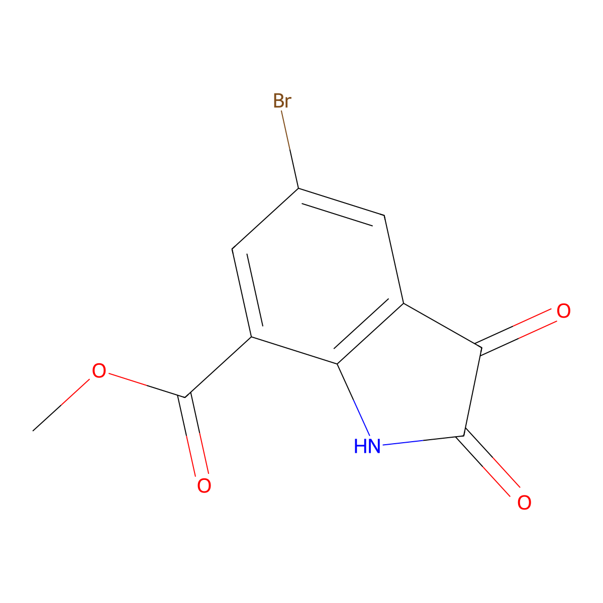 methyl 5-bromo-2,3-dioxo-2,3-dihydro-1H-indole-7-carboxylate molecular structure, CAS 2090721-99-4