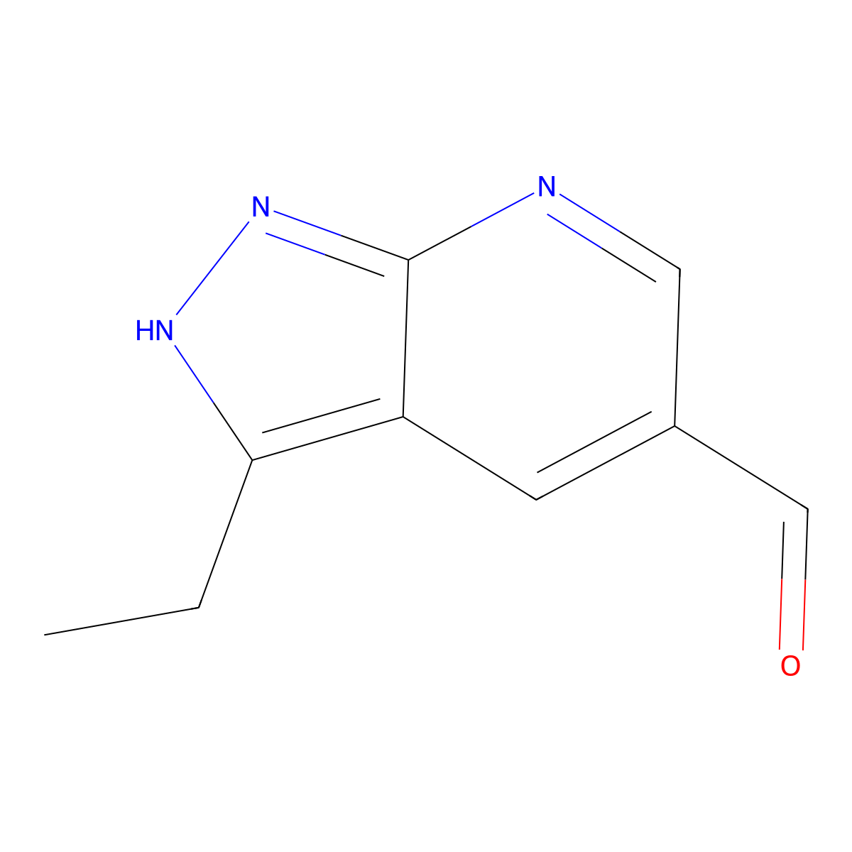 3-Ethyl-1H-pyrazolo[3,4-b]pyridine-5-carbaldehyde molecular structure, CAS 2090722-23-7