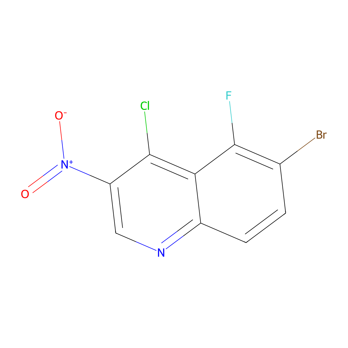 6-Bromo-4-chloro-5-fluoro-3-nitroquinoline molecular structure, CAS 2090722-78-2