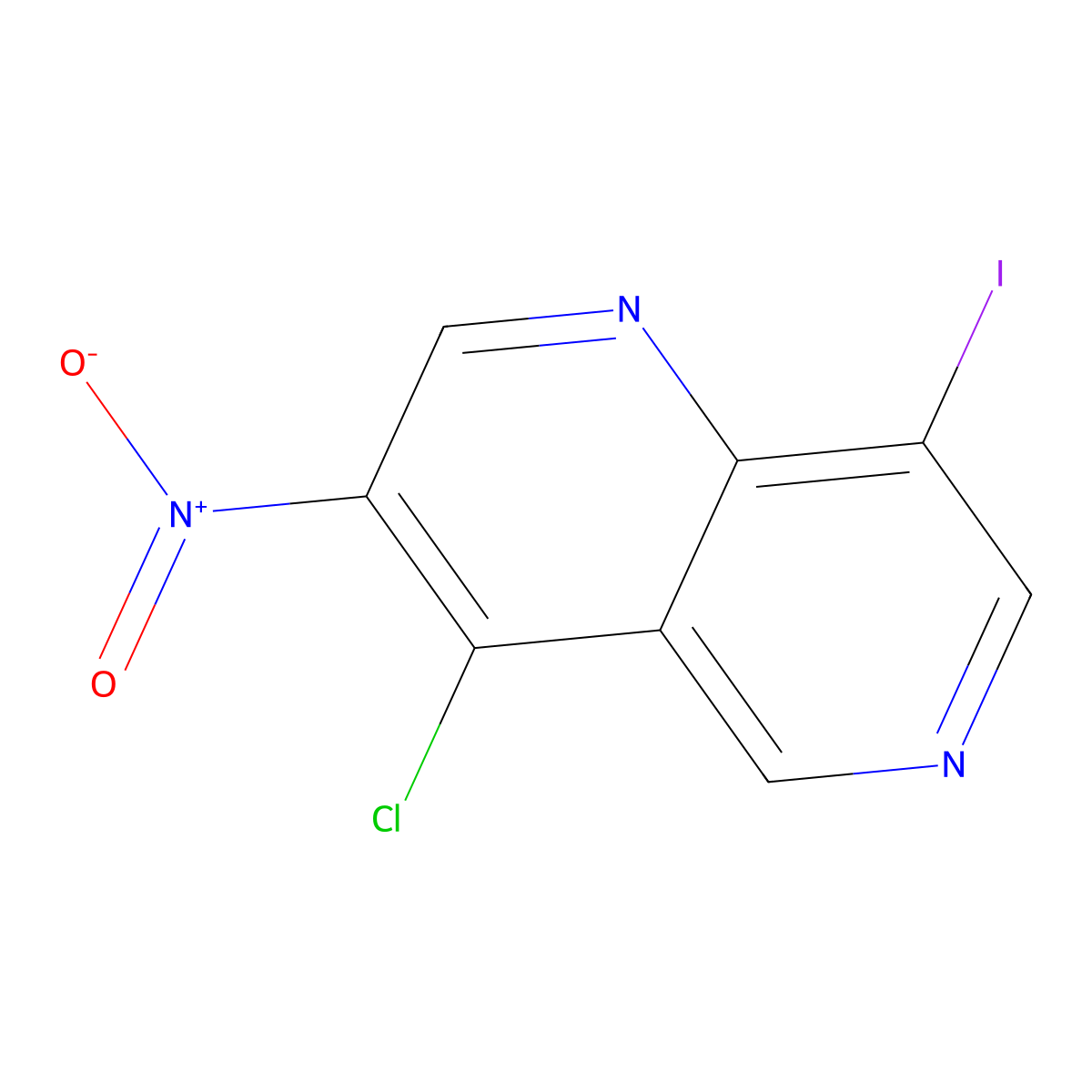4-Chloro-8-iodo-3-nitro-1,6-naphthyridine molecular structure, CAS 2090722-79-3