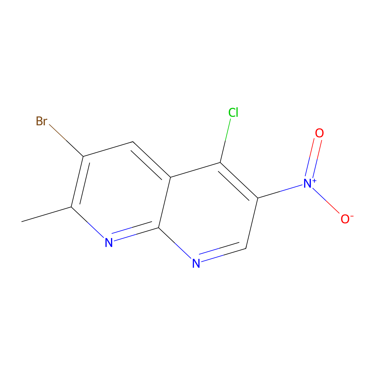3-Bromo-5-chloro-2-methyl-6-nitro-1,8-naphthyridine molecular structure, CAS 2090723-67-2