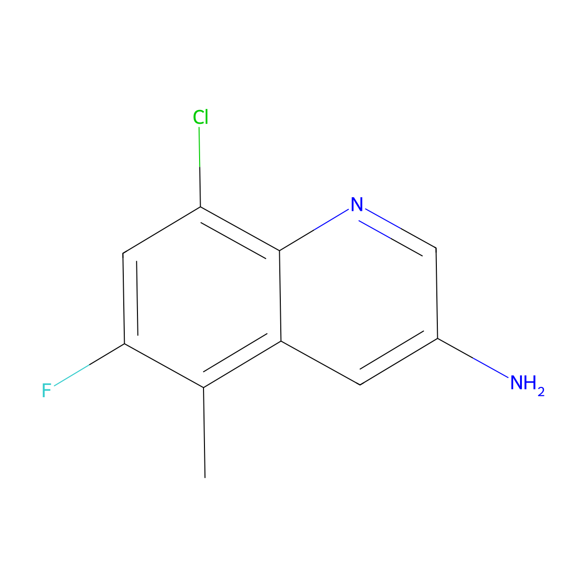 8-Chloro-6-fluoro-5-methylquinolin-3-amine molecular structure, CAS 2090724-36-8