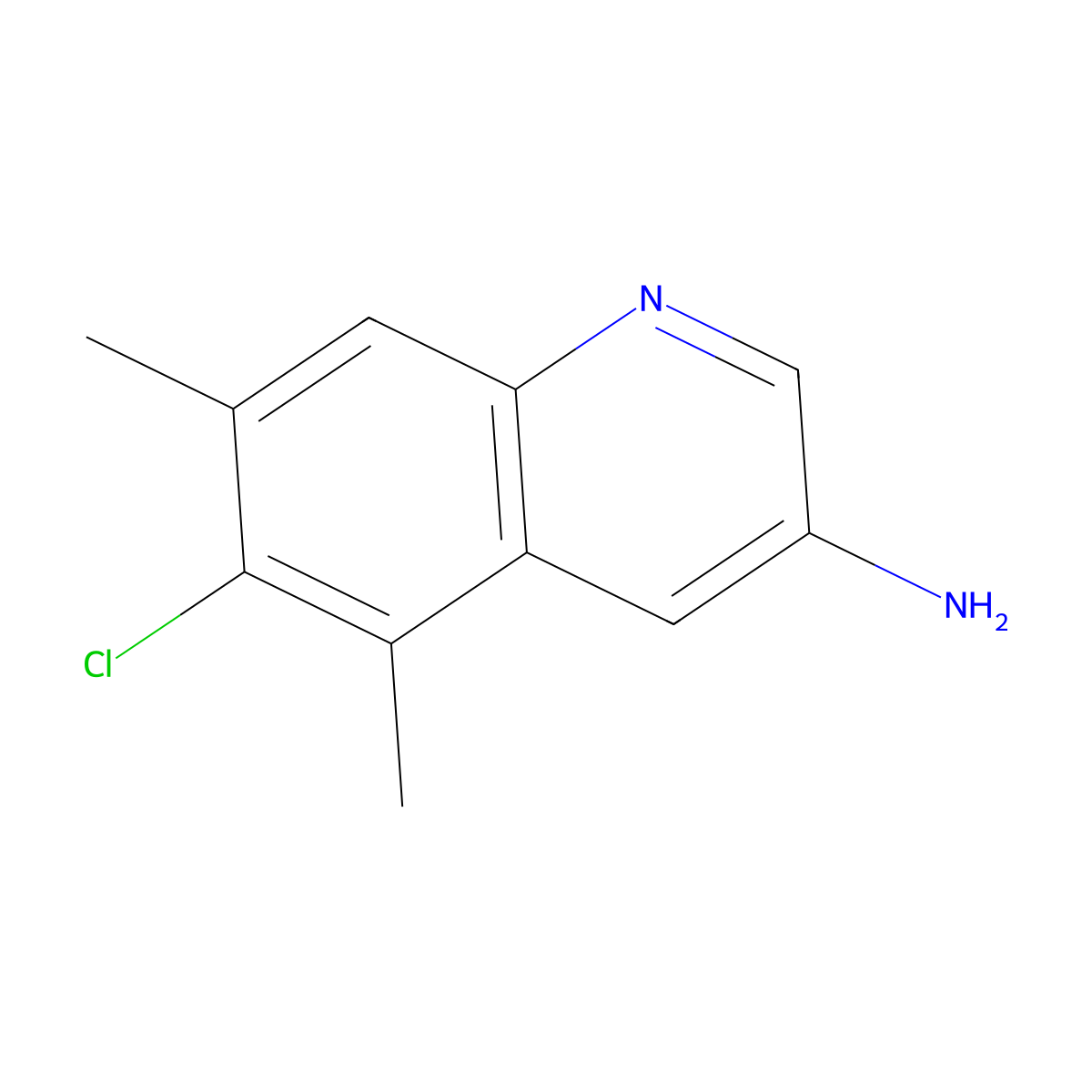 6-Chloro-5,7-dimethylquinolin-3-amine molecular structure, CAS 2090724-42-6