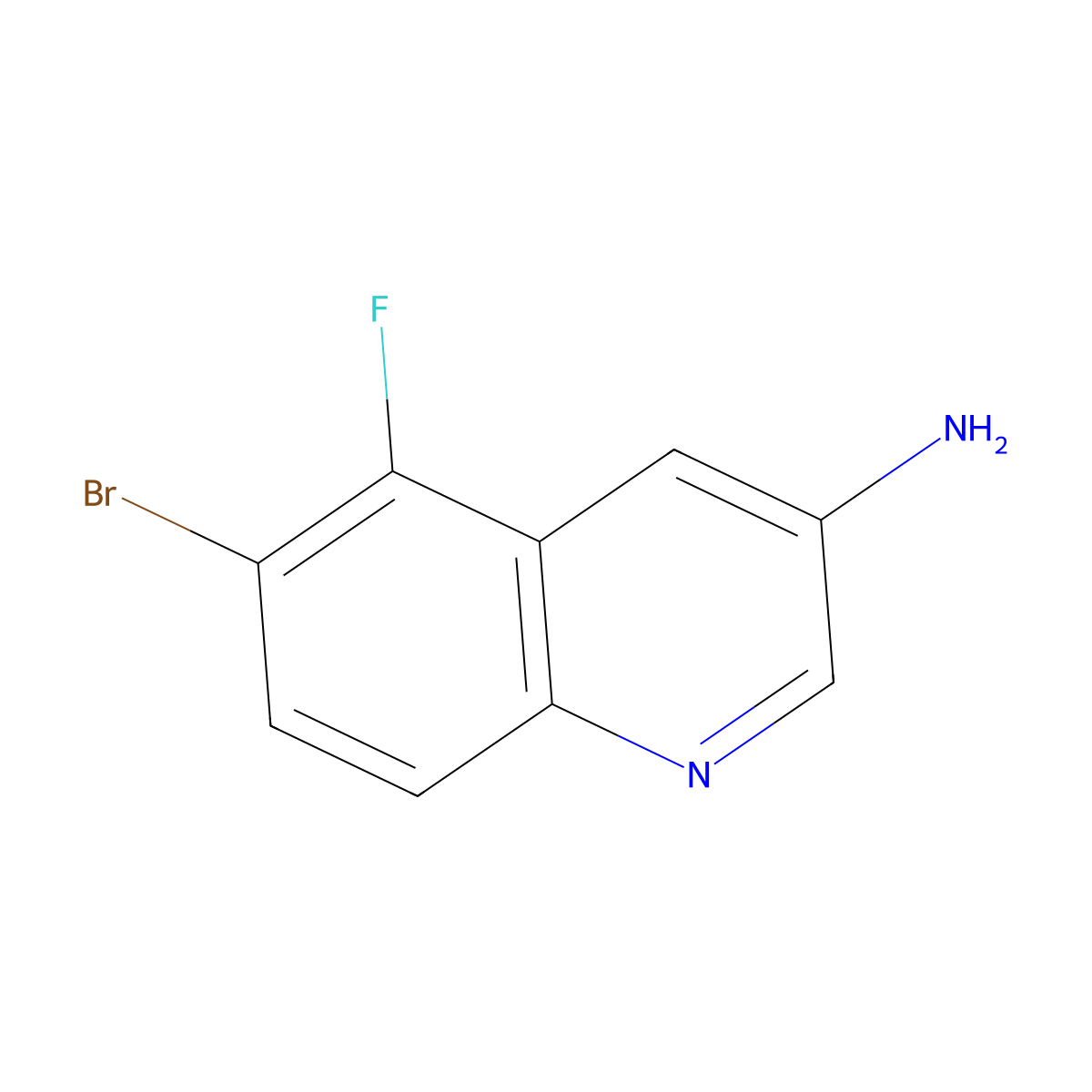 6-Bromo-5-fluoroquinolin-3-amine molecular structure, CAS 2090724-45-9