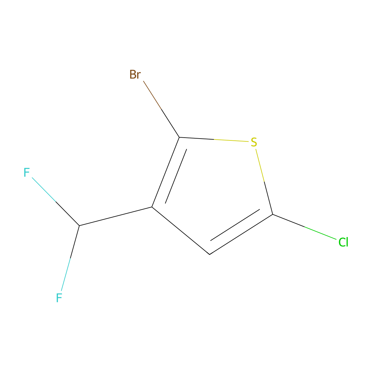 2-Bromo-5-chloro-3-(difluoromethyl)thiophene molecular structure, CAS 2090725-83-8