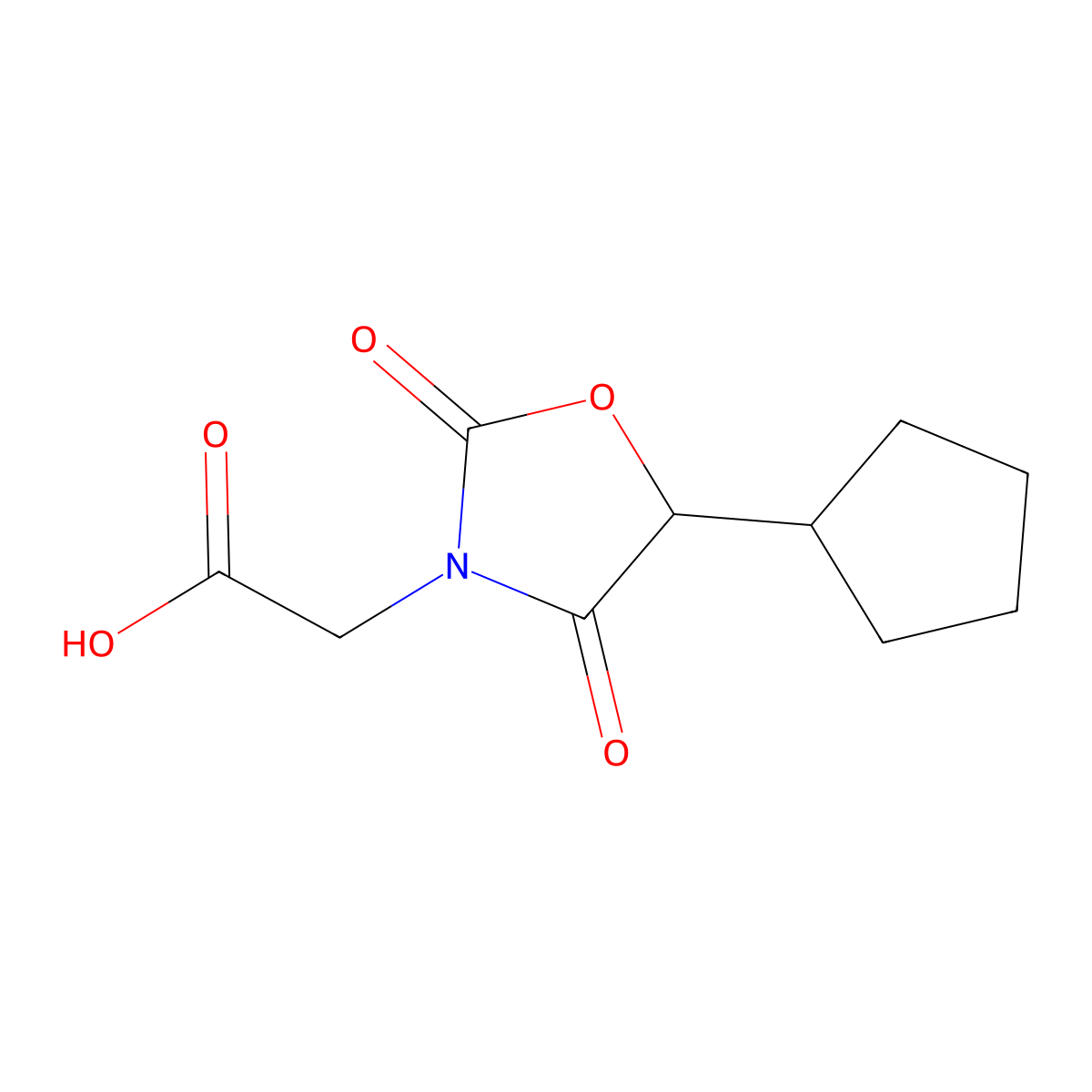 2-(5-Cyclopentyl-2,4-dioxo-1,3-oxazolidin-3-yl)acetic acid molecular structure, CAS 2090728-94-0