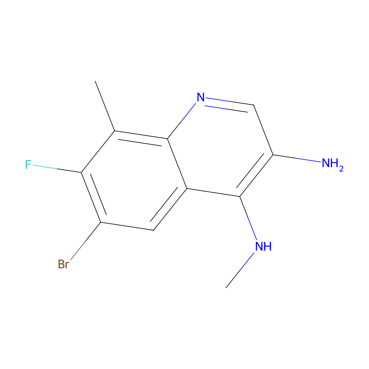 6-Bromo-7-fluoro-N4,8-dimethylquinoline-3,4-diamine molecular structure, CAS 2090729-16-9