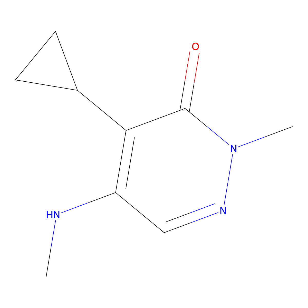 4-Cyclopropyl-2-methyl-5-(methylamino)-2,3-dihydropyridazin-3-one molecular structure, CAS 2090729-23-8