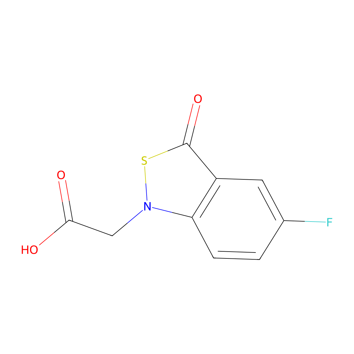 2-(5-Fluoro-3-oxo-1,3-dihydro-2,1-benzothiazol-1-yl)acetic acid molecular structure, CAS 2090729-46-5