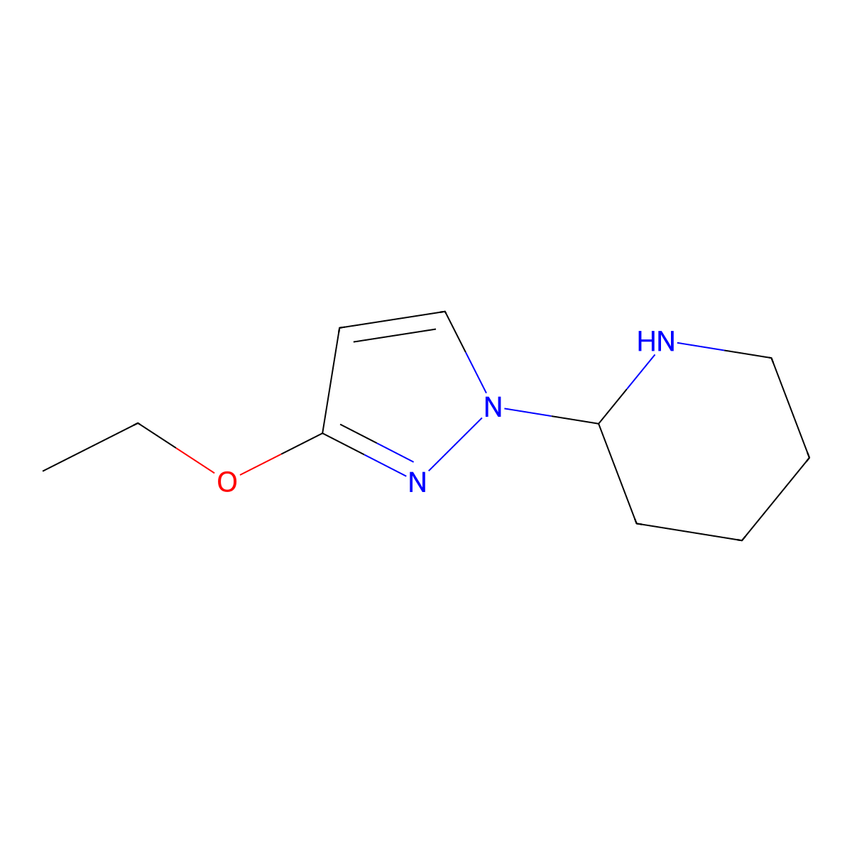 2-(3-Ethoxy-1H-pyrazol-1-yl)piperidine molecular structure, CAS 2090729-50-1
