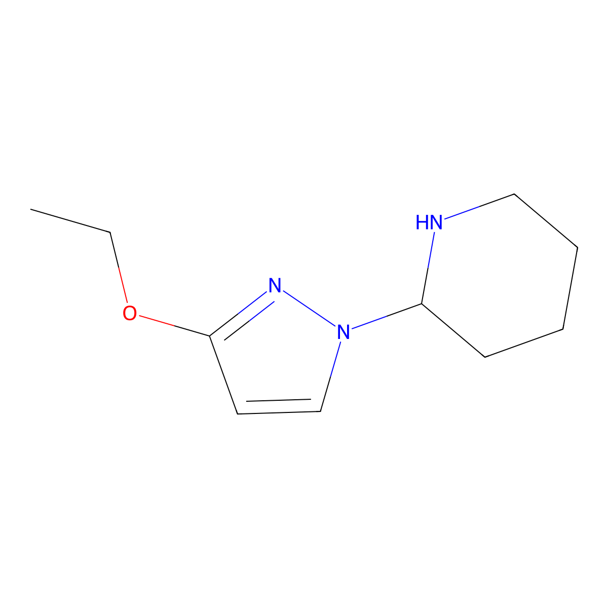 2-(3-Ethoxy-1H-pyrazol-1-yl)piperidine molecular structure, CAS 2090729-50-1