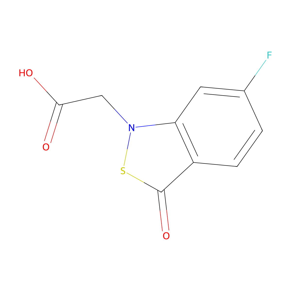 2-(6-Fluoro-3-oxo-1,3-dihydro-2,1-benzothiazol-1-yl)acetic acid molecular structure, CAS 2090729-53-4