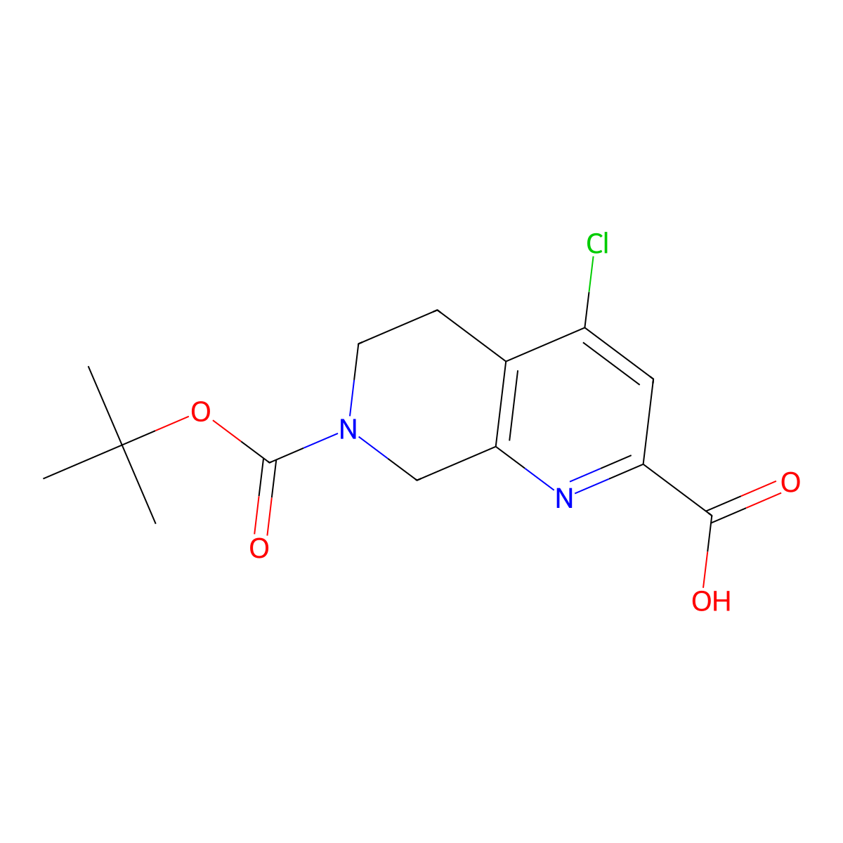 7-[(tert-Butoxy)carbonyl]-4-chloro-5,6,7,8-tetrahydro-1,7-naphthyridine-2-carboxylic acid molecular structure, CAS 2090729-56-7