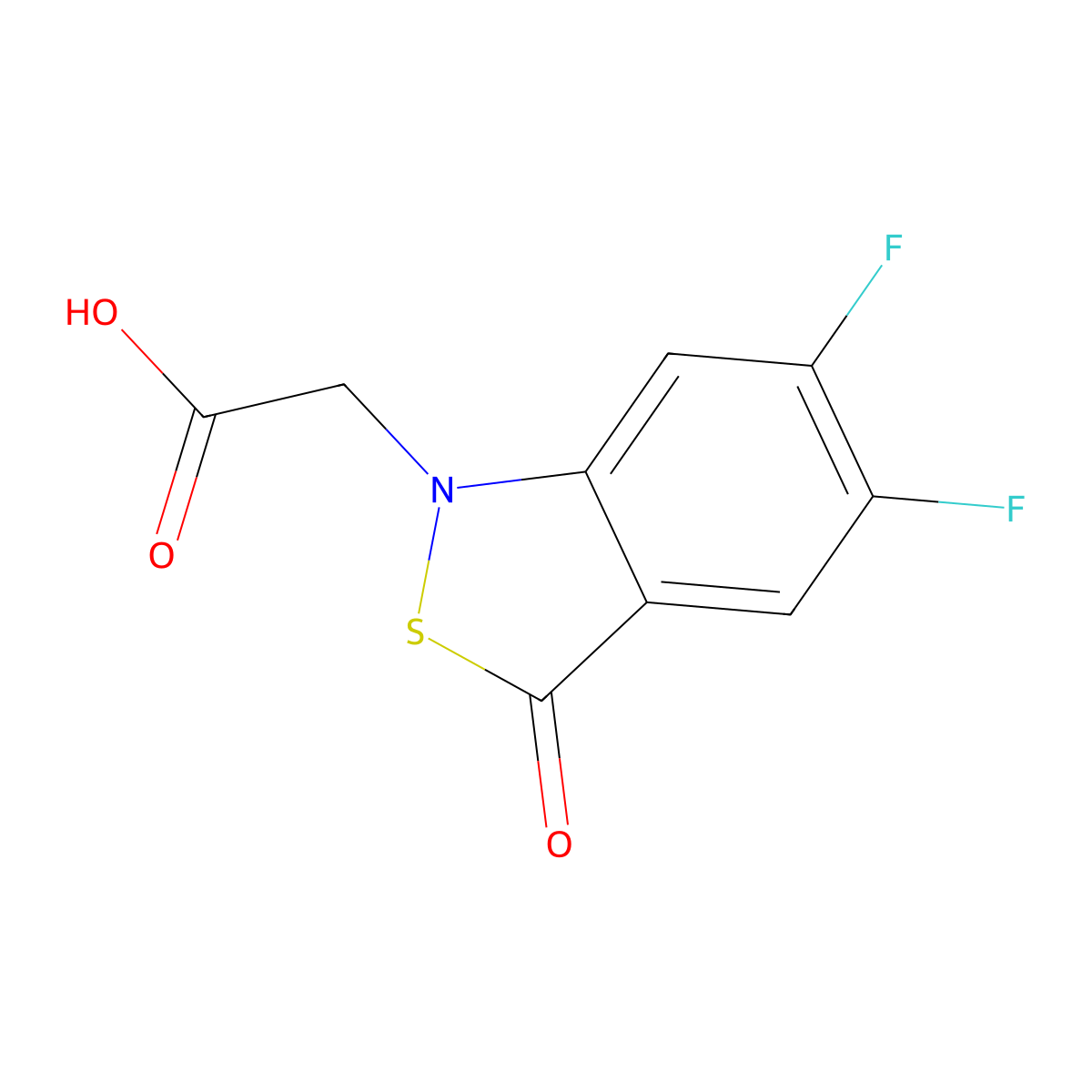 2-(5,6-Difluoro-3-oxo-1,3-dihydro-2,1-benzothiazol-1-yl)acetic acid molecular structure, CAS 2090729-64-7