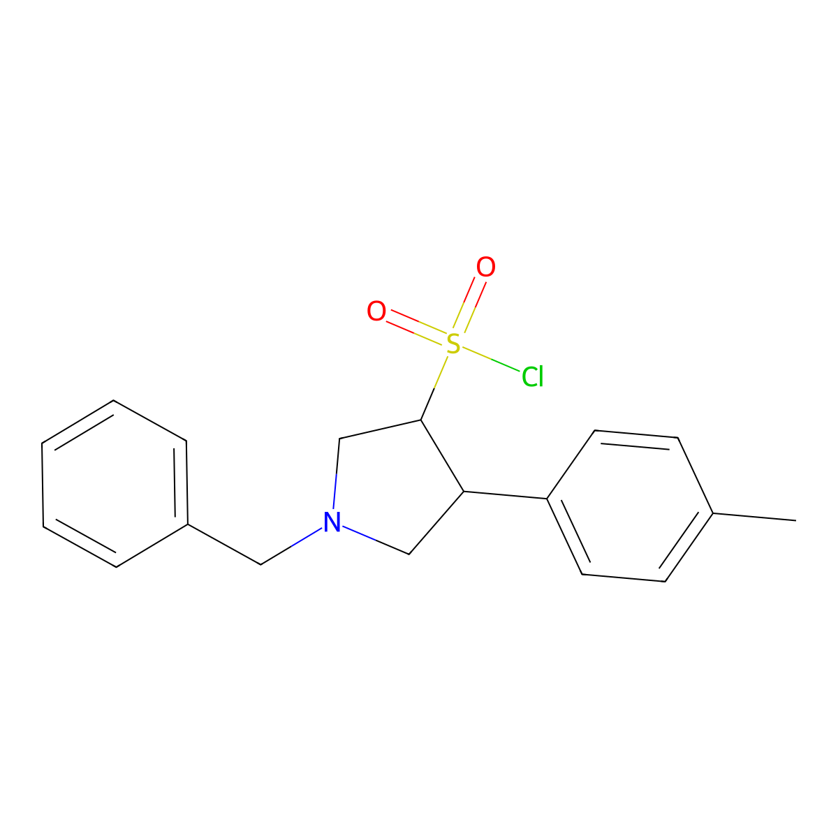 rac-(3R,4S)-1-benzyl-4-(4-methylphenyl)pyrrolidine-3-sulfonyl chloride molecular structure, CAS 2090733-81-4