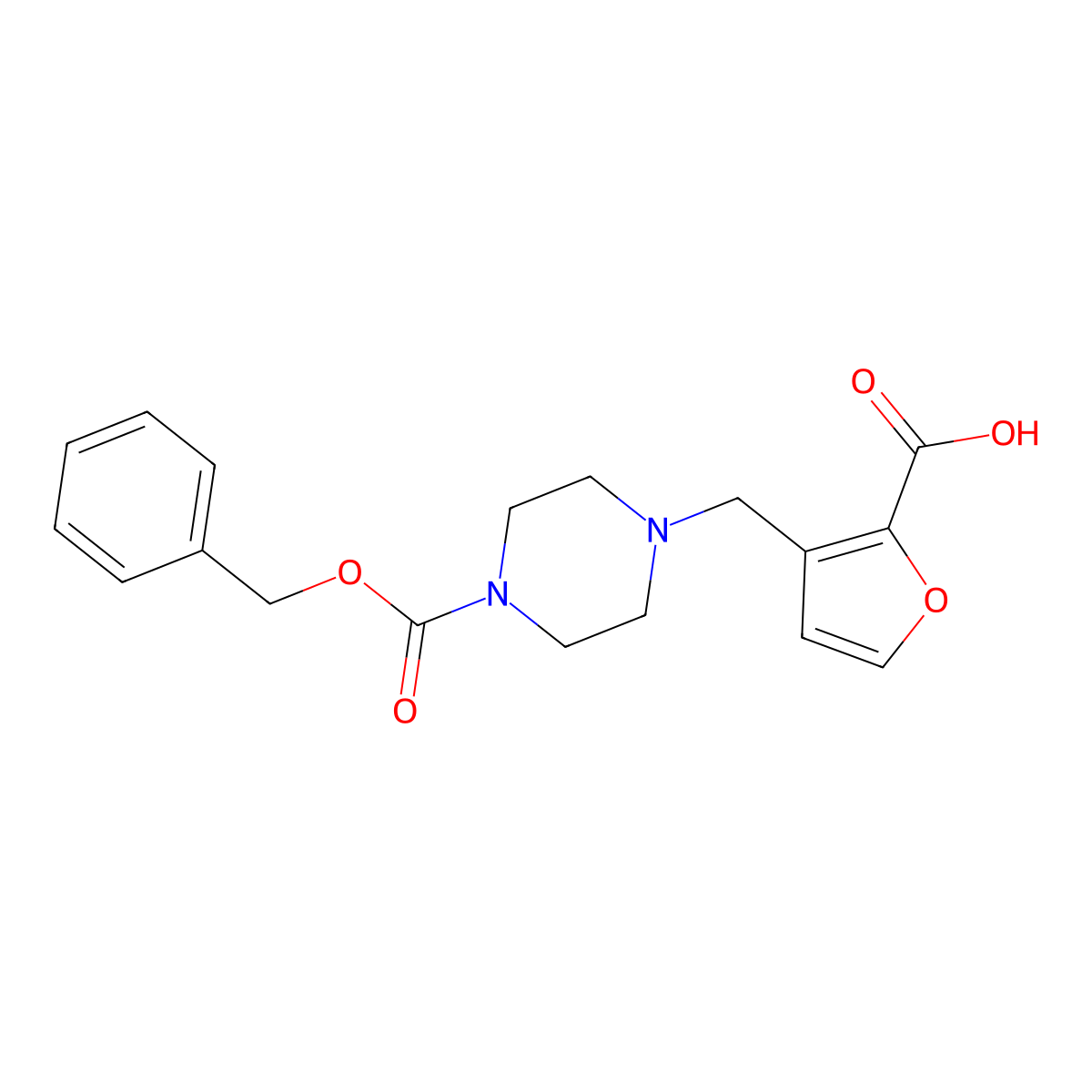 3-({4-[(Benzyloxy)carbonyl]piperazin-1-yl}methyl)furan-2-carboxylic acid molecular structure, CAS 2090734-20-4