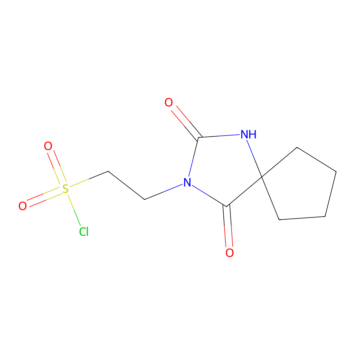 2-{2,4-Dioxo-1,3-diazaspiro[4.4]nonan-3-yl}ethane-1-sulfonyl chloride molecular structure, CAS 2090739-27-6