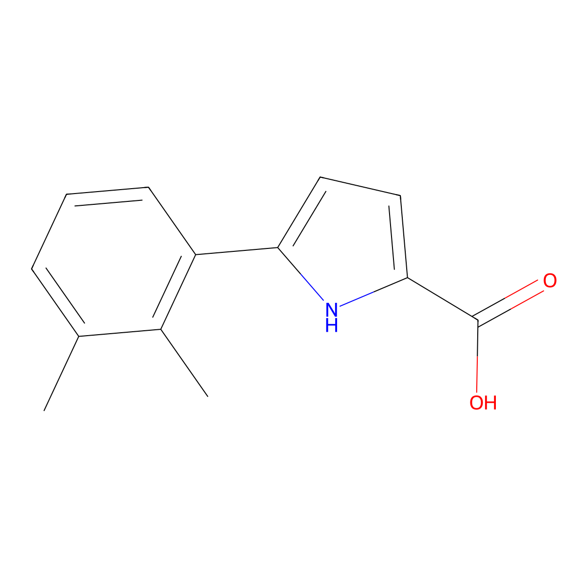 5-(2,3-dimethylphenyl)-1H-pyrrole-2-carboxylic acid molecular structure, CAS 2090739-57-2