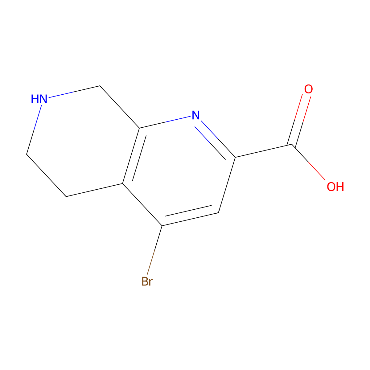 4-Bromo-5,6,7,8-tetrahydro-1,7-naphthyridine-2-carboxylic acid molecular structure, CAS 2090743-61-4