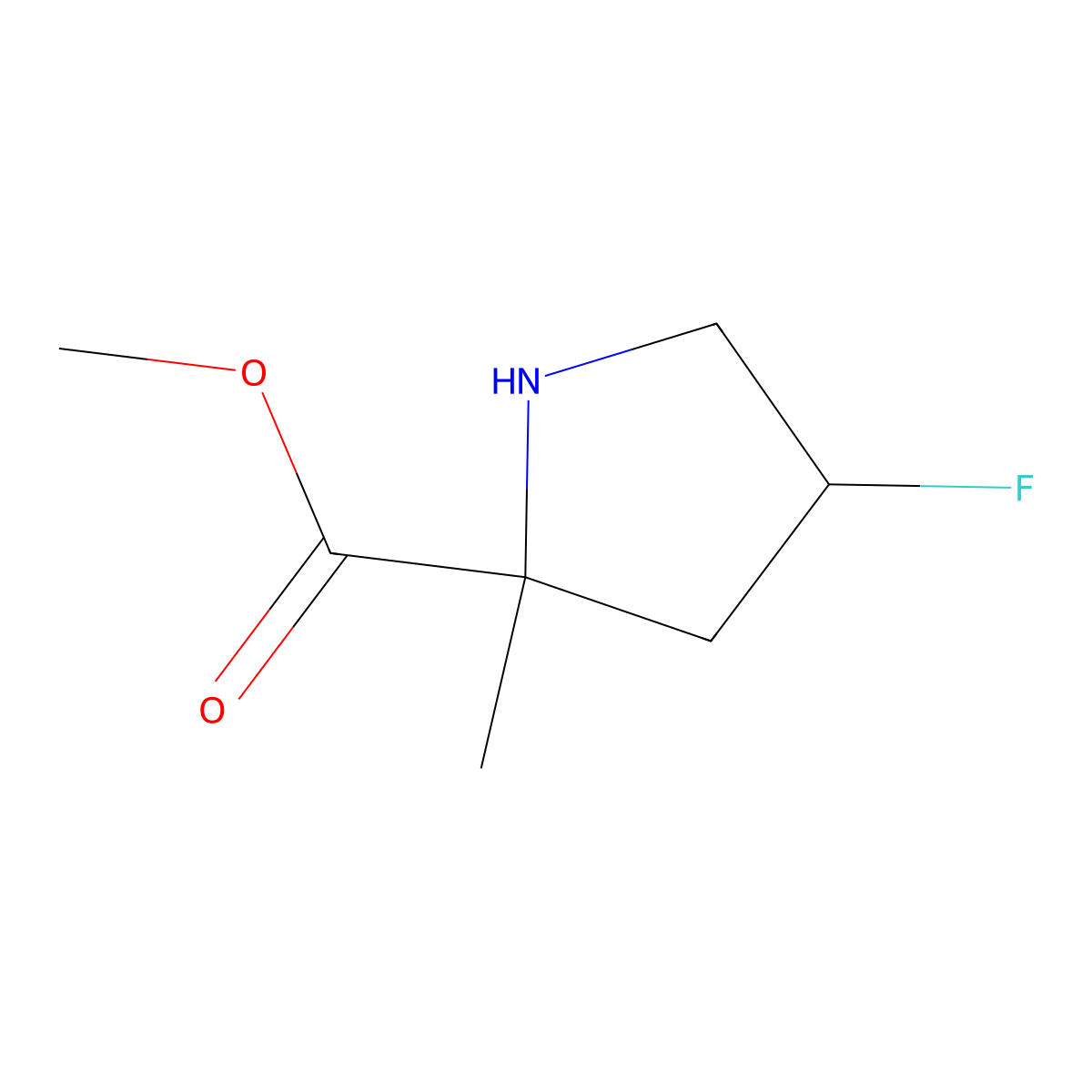 methyl (2R,4S)-4-fluoro-2-methylpyrrolidine-2-carboxylate molecular structure, CAS 2090744-17-3