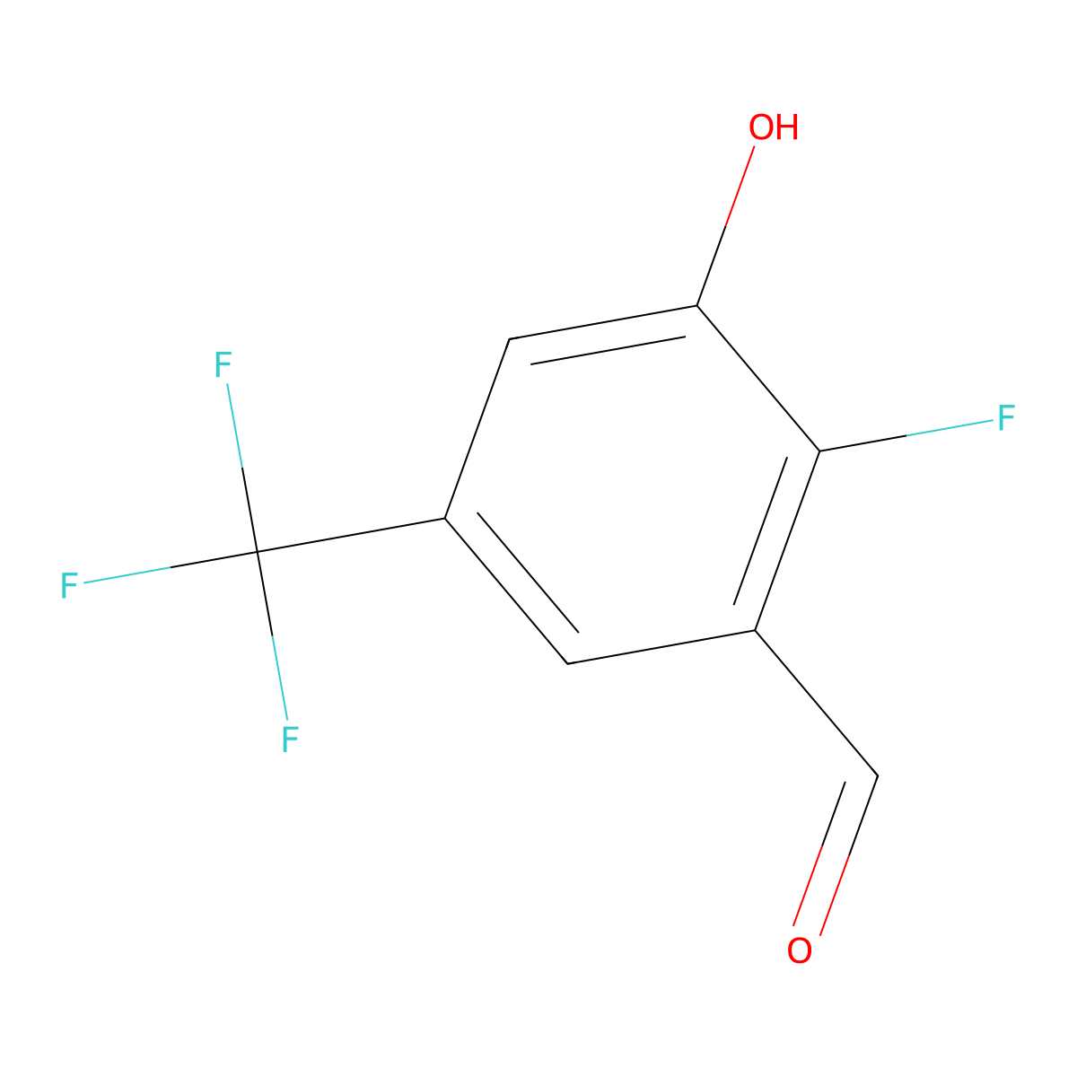 2-Fluoro-3-hydroxy-5-(trifluoromethyl)benzaldehyde molecular structure, CAS 2090744-65-1