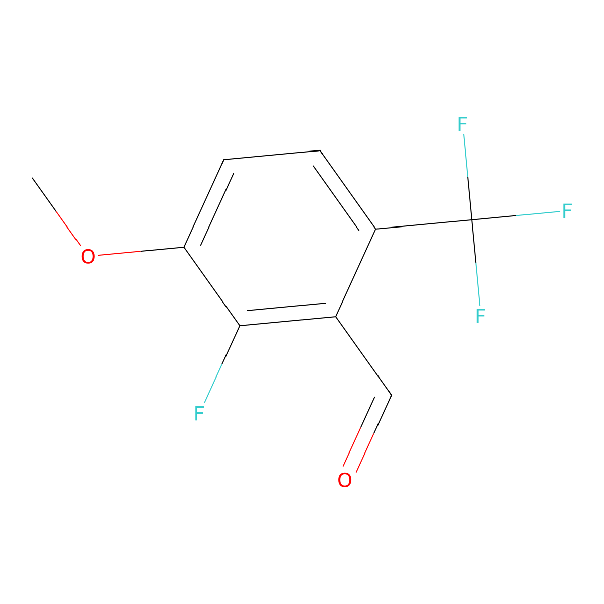2-Fluoro-3-methoxy-6-(trifluoromethyl)benzaldehyde molecular structure, CAS 2090745-10-9