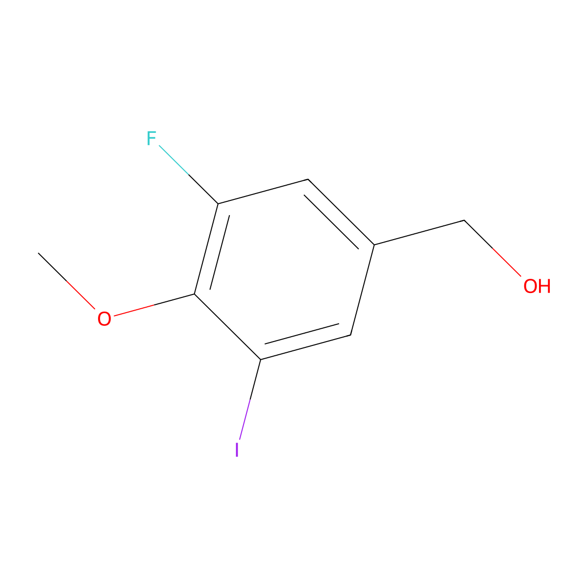3-Fluoro-5-iodo-4-methoxybenzyl alcohol molecular structure, CAS 2090747-09-2