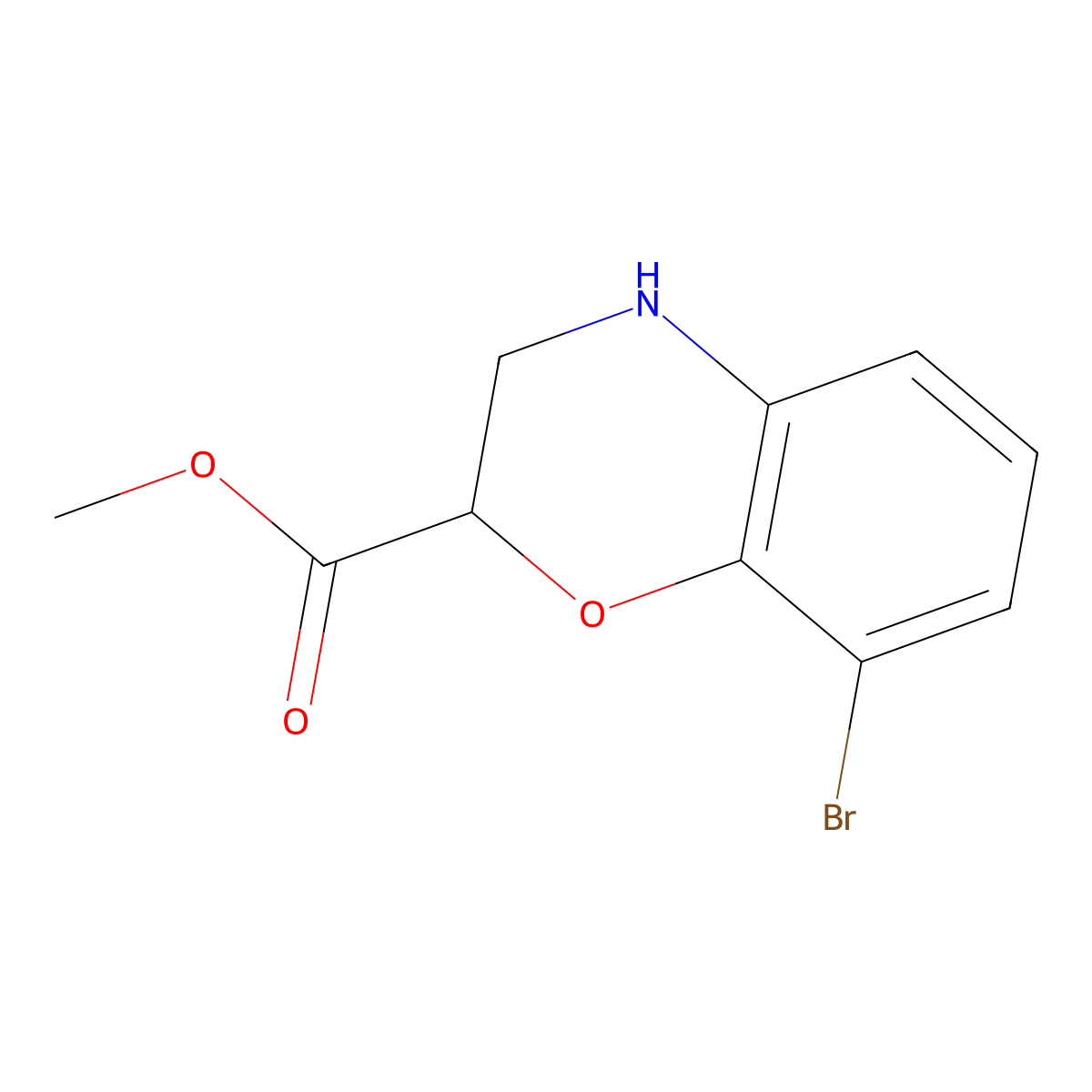 methyl 8-bromo-3,4-dihydro-2H-1,4-benzoxazine-2-carboxylate molecular structure, CAS 2090747-28-5