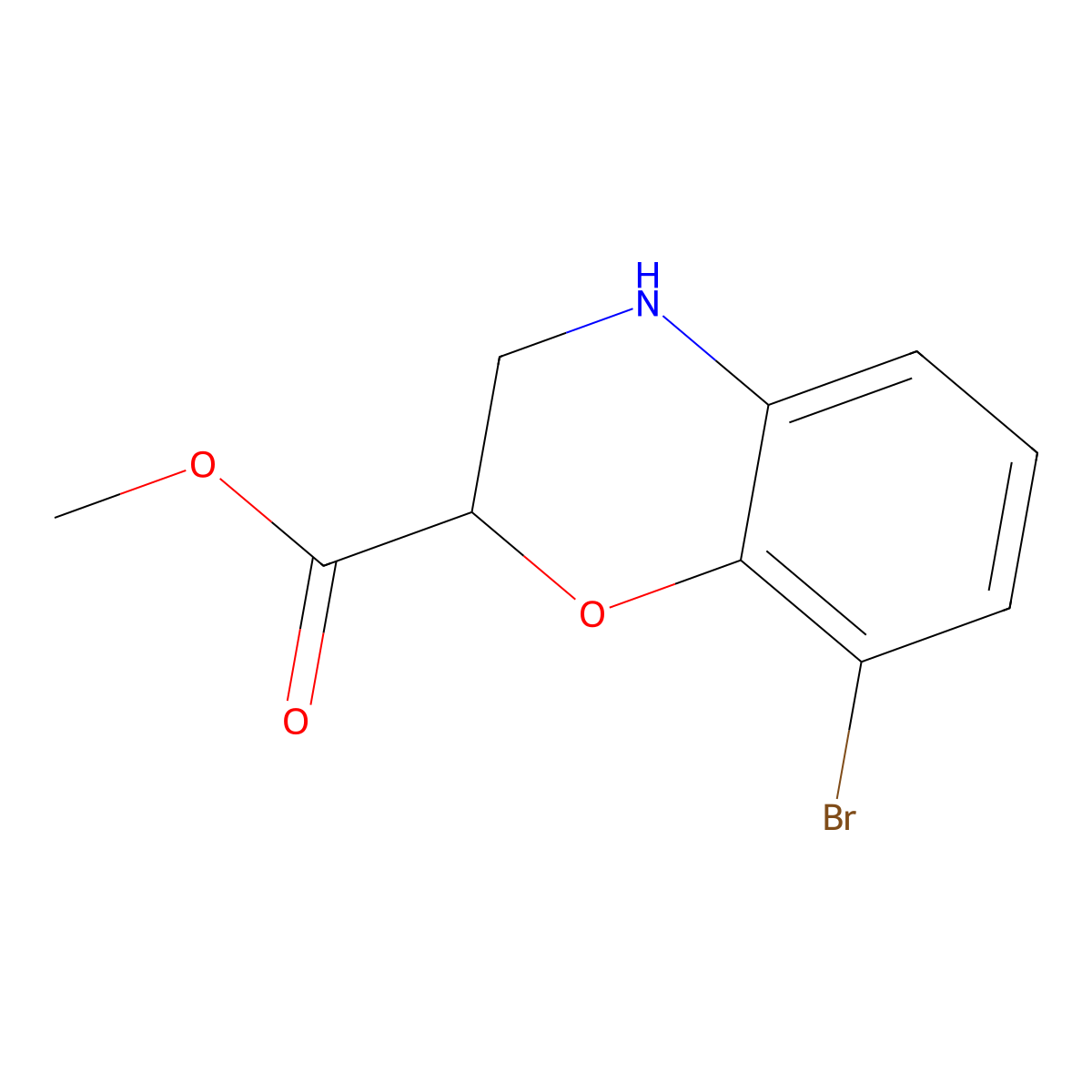 methyl 8-bromo-3,4-dihydro-2H-1,4-benzoxazine-2-carboxylate molecular structure, CAS 2090747-28-5