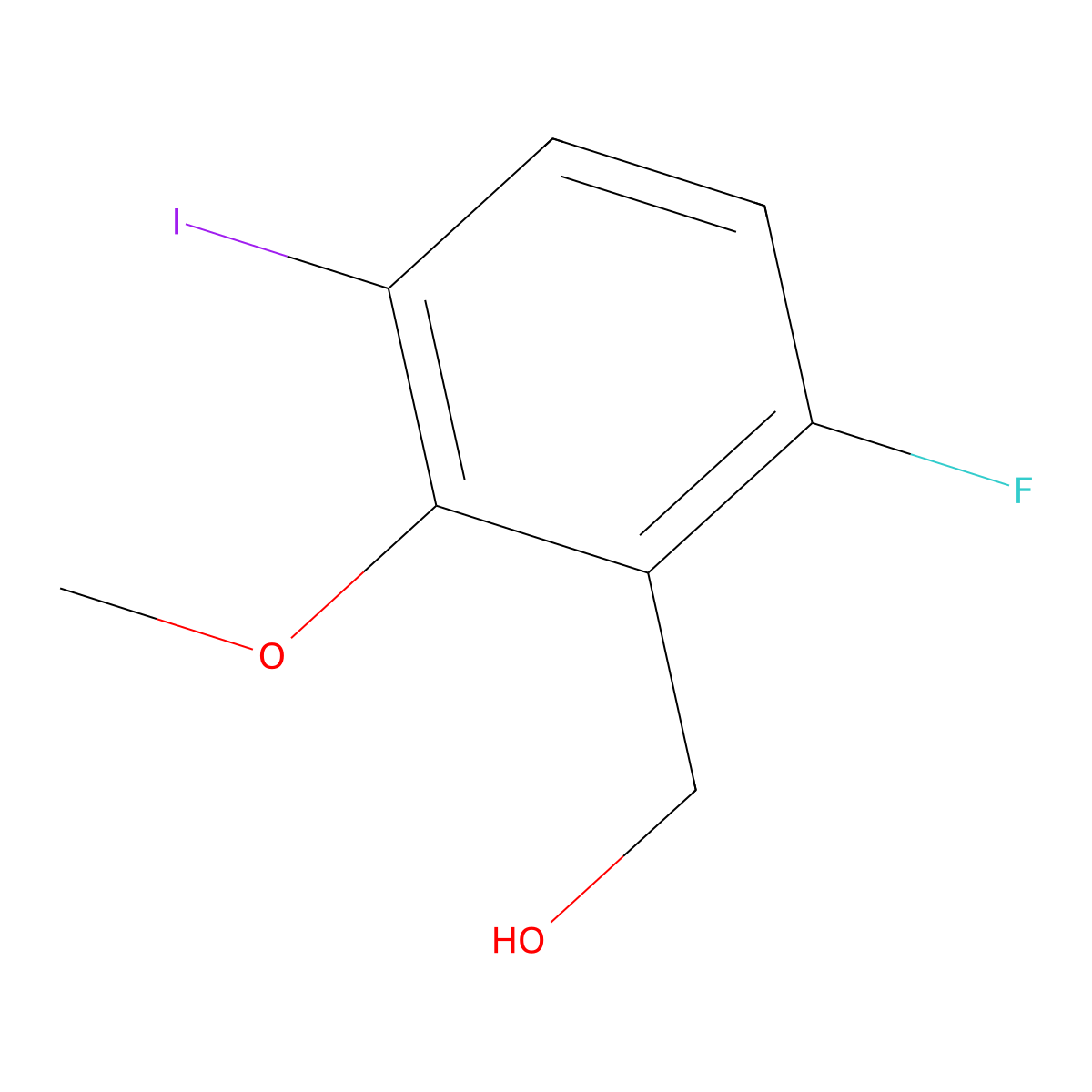 (6-Fluoro-3-iodo-2-methoxyphenyl)methanol molecular structure, CAS 2090747-57-0
