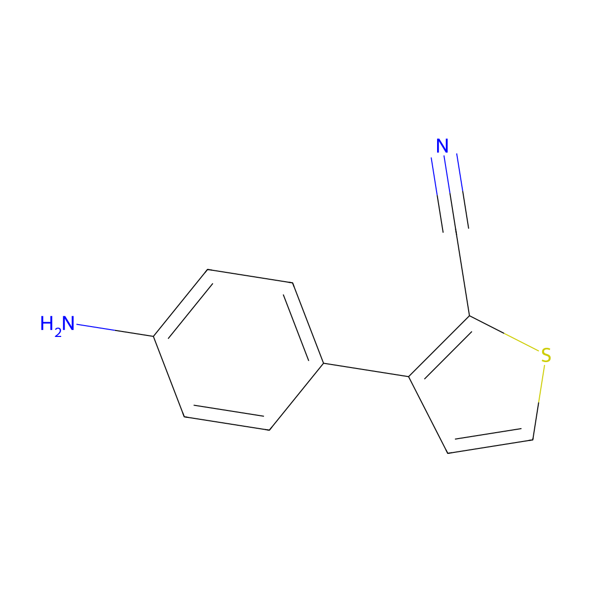 3-(4-Aminophenyl)thiophene-2-carbonitrile molecular structure, CAS 2090752-06-8