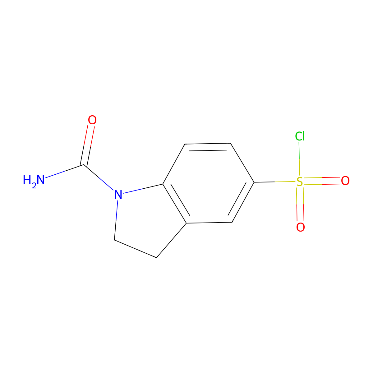 1-carbamoyl-2,3-dihydro-1H-indole-5-sulfonyl chloride molecular structure, CAS 2090755-00-1