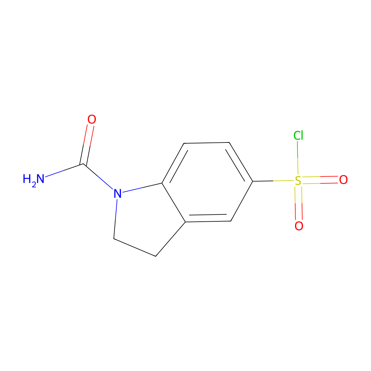 1-carbamoyl-2,3-dihydro-1H-indole-5-sulfonyl chloride molecular structure, CAS 2090755-00-1
