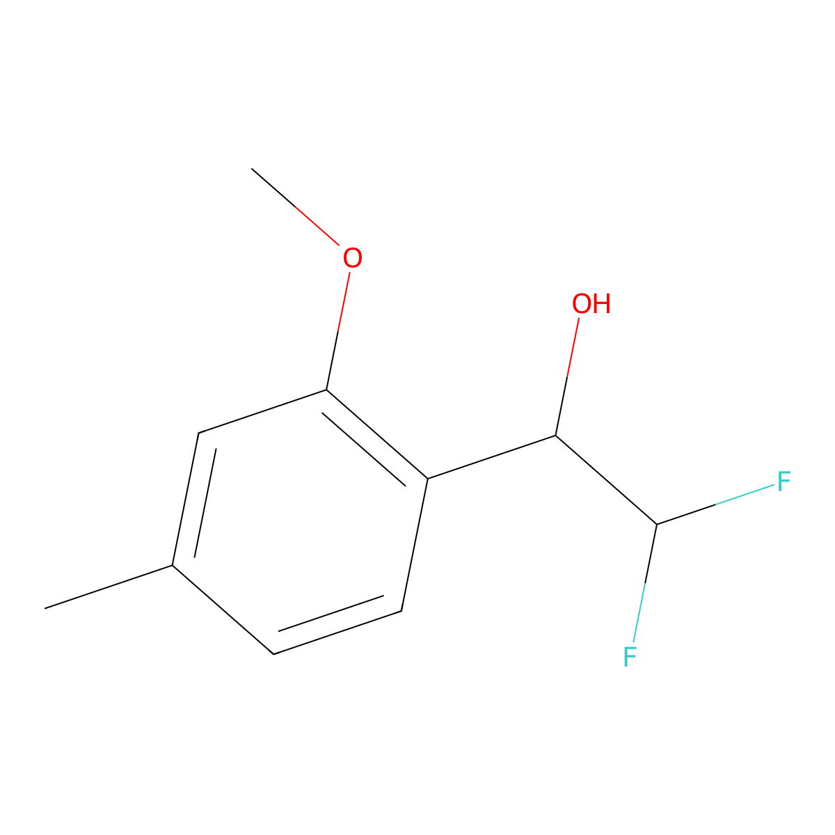 2,2-Difluoro-1-(2-methoxy-4-methylphenyl)ethan-1-ol molecular structure, CAS 2090756-40-2