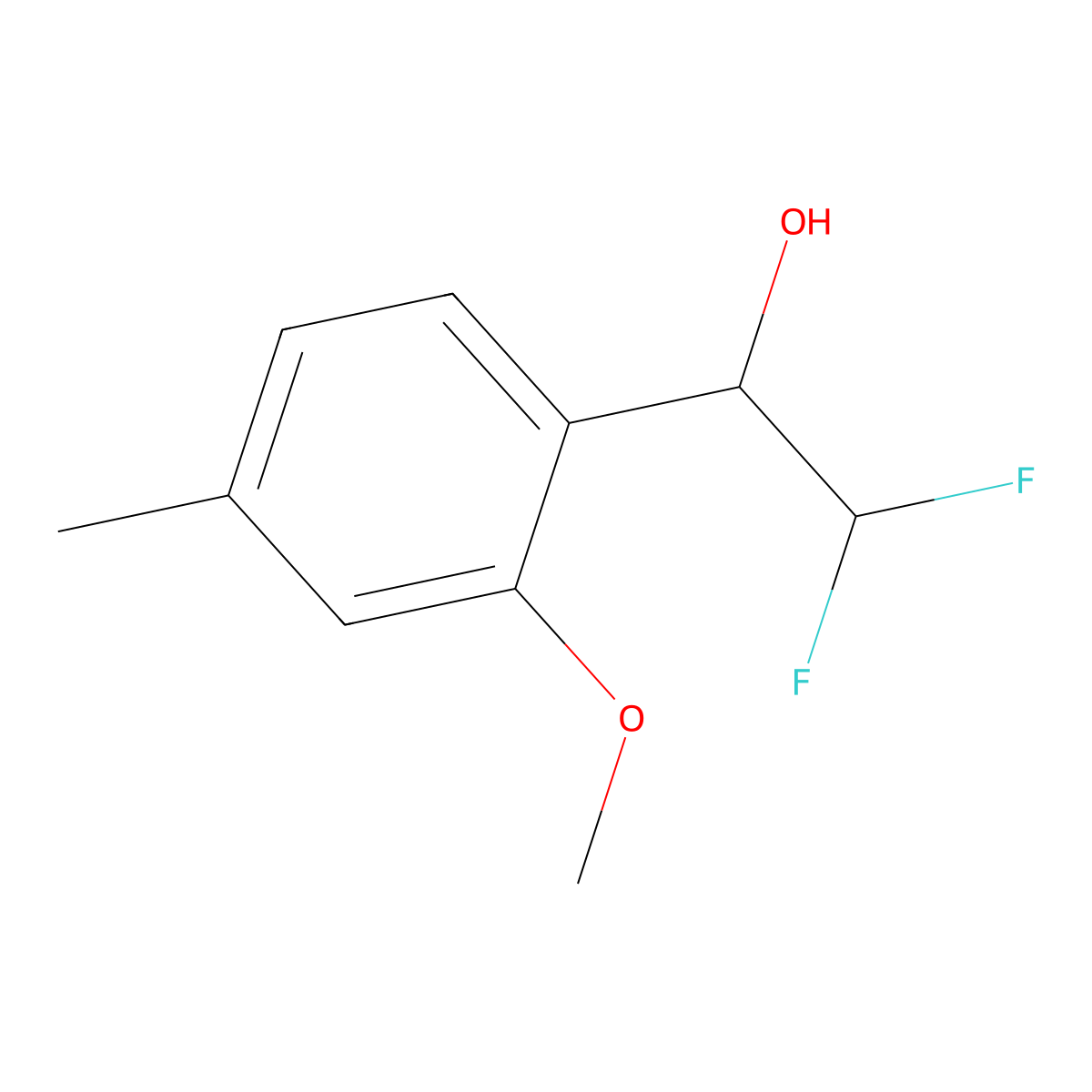 2,2-Difluoro-1-(2-methoxy-4-methylphenyl)ethan-1-ol molecular structure, CAS 2090756-40-2