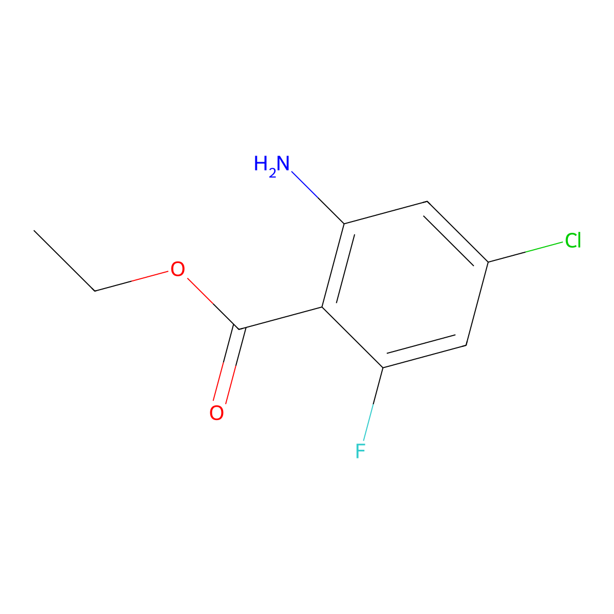 Ethyl 2-amino-4-chloro-6-fluorobenzoate molecular structure, CAS 2090760-05-5