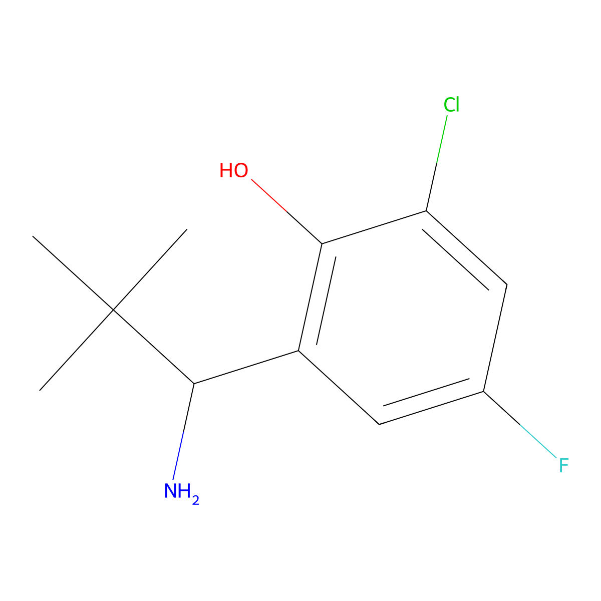 2-(1-Amino-2,2-dimethylpropyl)-6-chloro-4-fluorophenol molecular structure, CAS 2090769-02-9