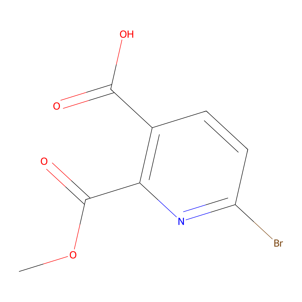 6-Bromo-2-(methoxycarbonyl)pyridine-3-carboxylic acid molecular structure, CAS 2090777-08-3