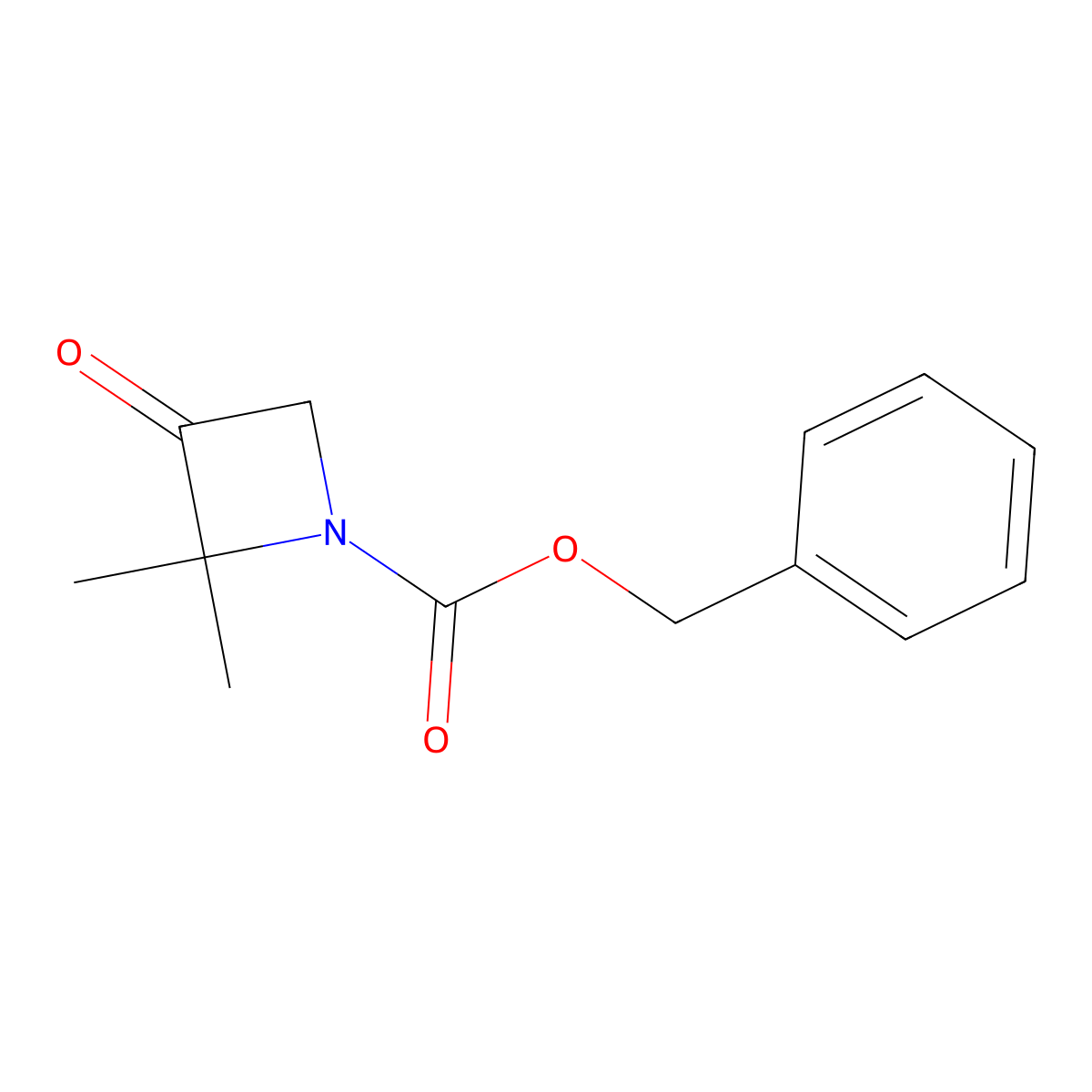 Benzyl 2,2-dimethyl-3-oxoazetidine-1-carboxylate molecular structure, CAS 2090777-90-3