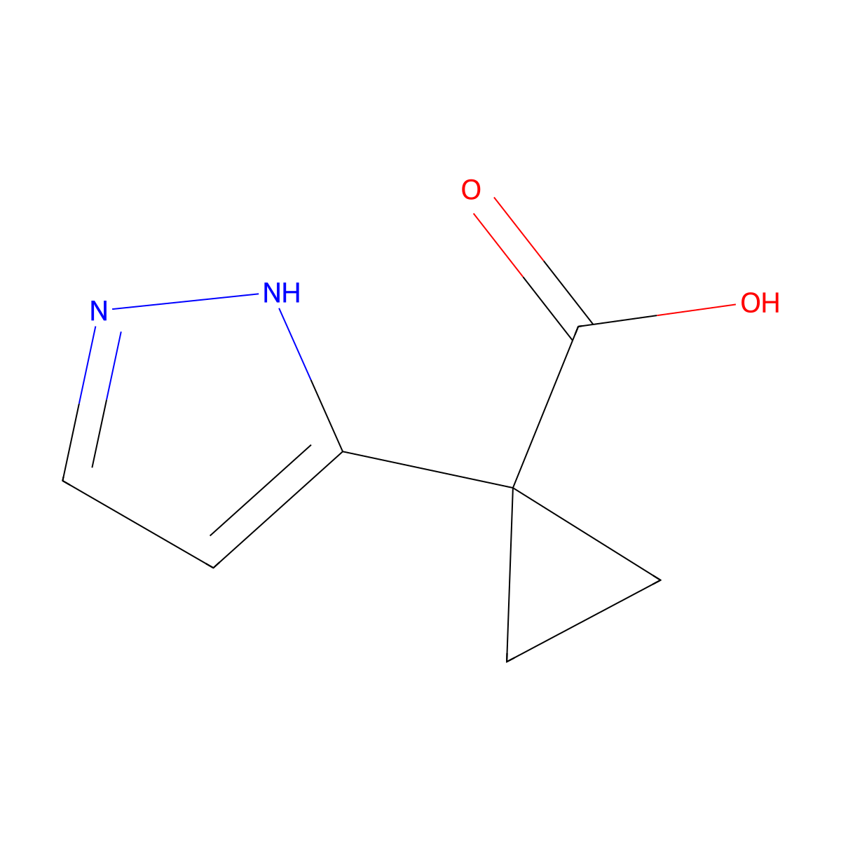 1-(1H-pyrazol-3-yl)cyclopropane-1-carboxylic acid molecular structure, CAS 2090779-95-4