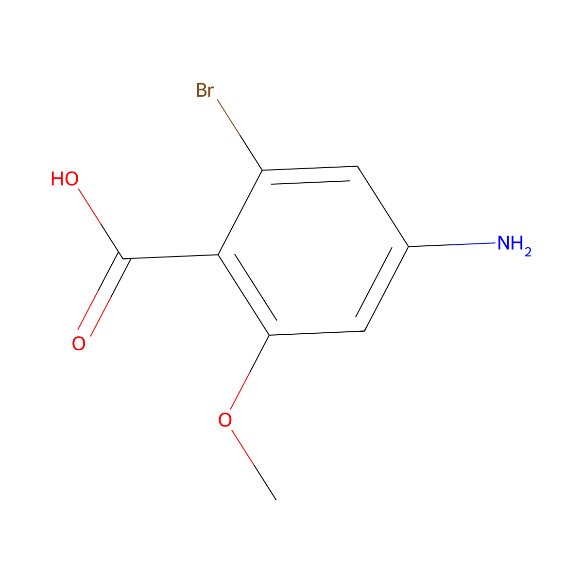 4-Amino-2-bromo-6-methoxybenzoic acid molecular structure, CAS 2090780-72-4