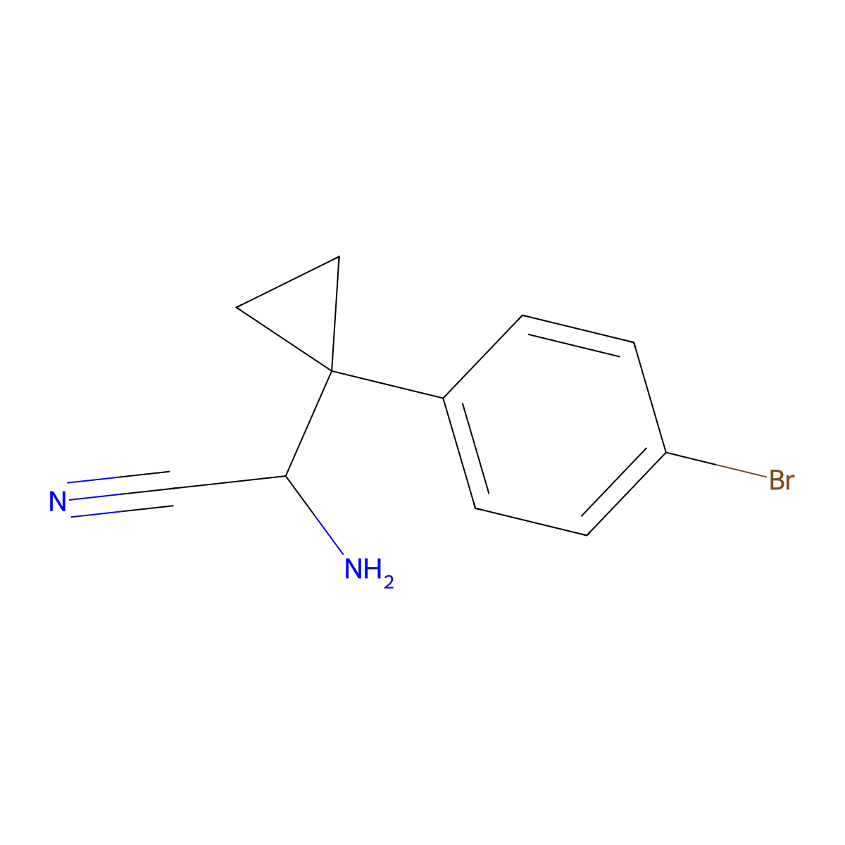 2-Amino-2-[1-(4-bromophenyl)cyclopropyl]acetonitrile molecular structure, CAS 2090789-29-8