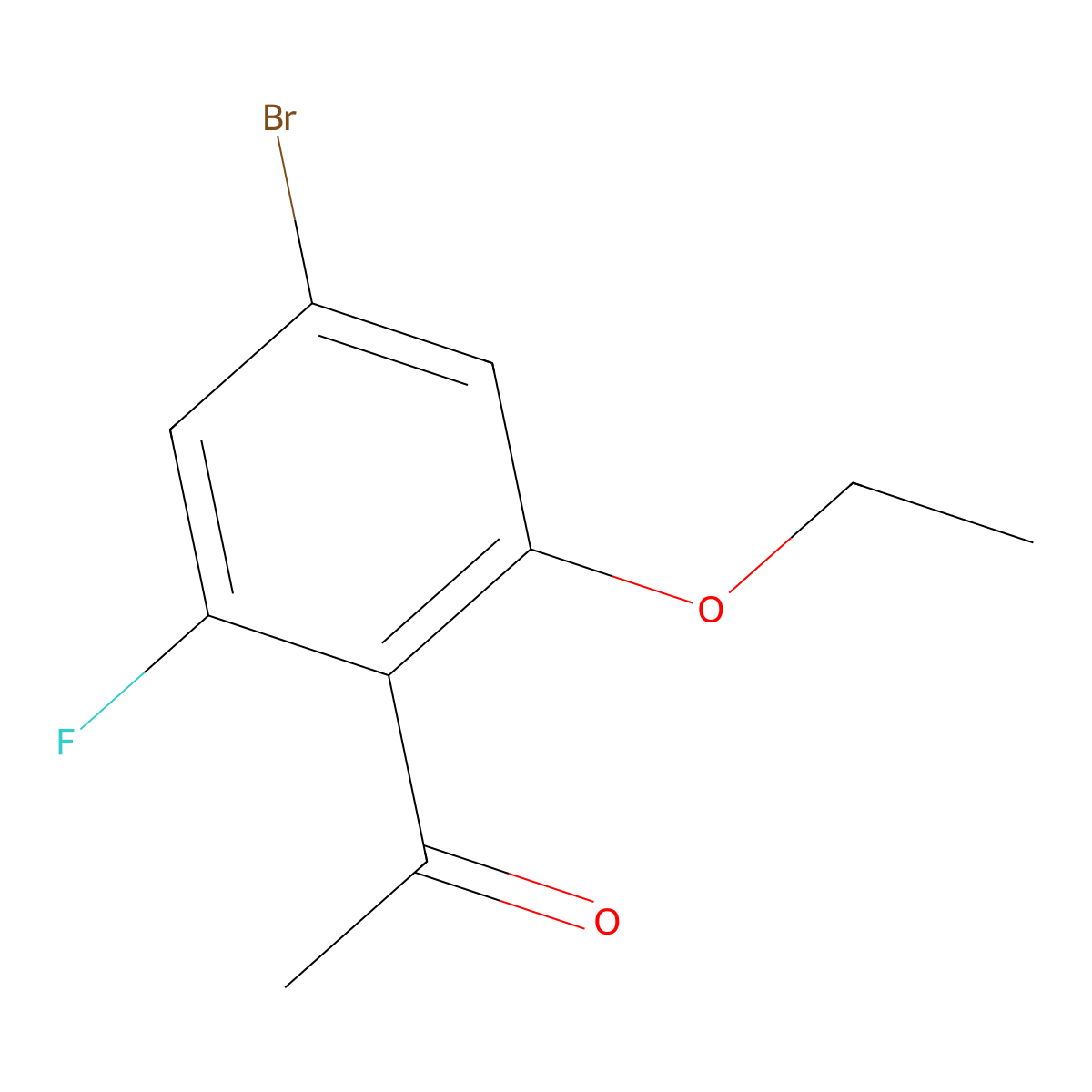 1-(4-Bromo-2-ethoxy-6-fluorophenyl)ethan-1-one molecular structure, CAS 2090789-78-7