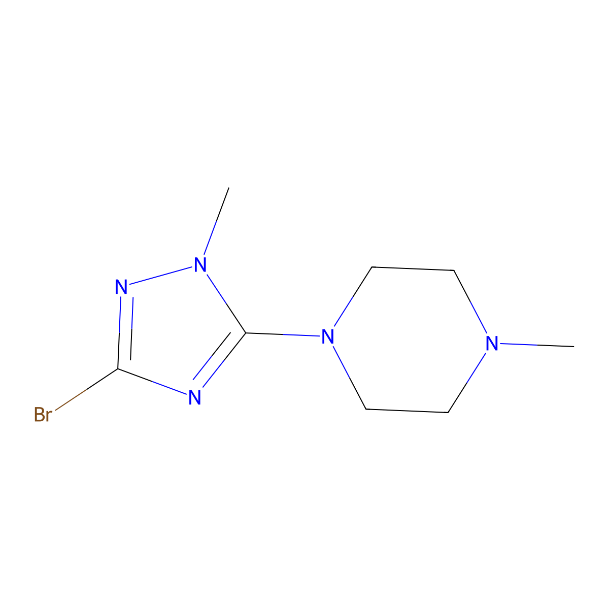 1-(3-bromo-1-methyl-1H-1,2,4-triazol-5-yl)-4-methylpiperazine molecular structure, CAS 2090791-83-4