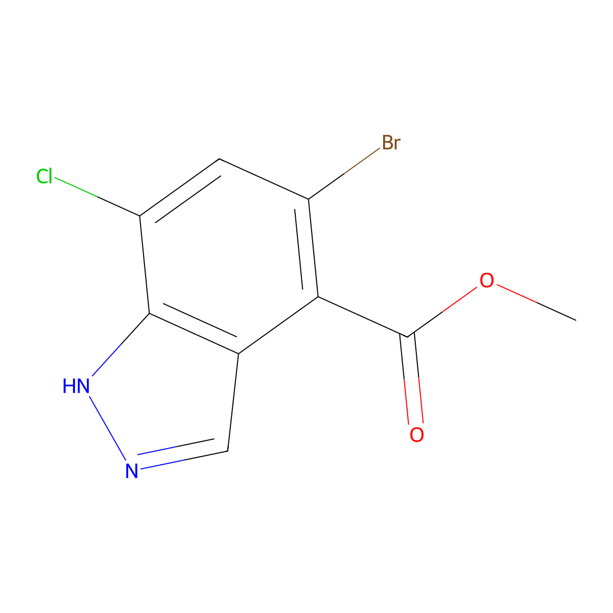 Methyl 5-bromo-7-chloro-1H-indazole-4-carboxylate molecular structure, CAS 2090791-94-7